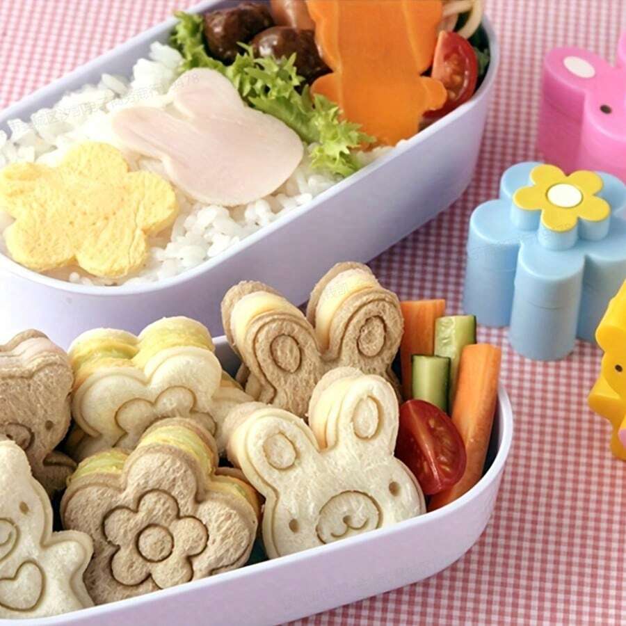 3pcs/Set Cute Animal Shaped Sandwich/Cookie Cutter Mold, Bread Bento Mold, Essential For Making Baby Food And Sandwiches - Bear+Flower+Rabbit - View 1