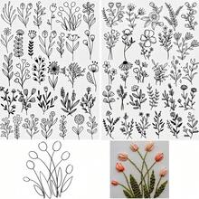 105片装水溶性刺绣稳定剂 - 花卉、树叶和自然图案，适用于手工缝纫和针线活，刺绣用品 | 自然主题设计 | 耐用面料