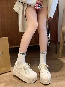 Fashionable Spring Dad Platform Sneakers In Synthetic Material - Beige [upgraded Solid Soft Sole] - View 2