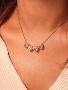 1pc Minimalist Cubic Zirconia Heart DIY Necklace, Customizable Gemstone Necklace, Stainless Steel Initial "MAMA" Pendant Necklace, Ideal Gift For Girlfriend, Mom, Family, Friend, Daughter, Anniversary, Valentine's Day, Mother's Day, Birthday, Graduation, Daily Wear, Wedding, Party