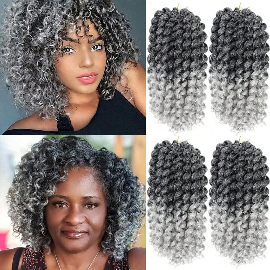 1/3/4/5 Gói Tóc xoăn móc 8 inch 80 chân Tóc móc Jamaican Bounce Tóc móc Jamaican Crochet Tóc tết móc màu Tóc xoắn móc, TGrey - Màu xám ombre - Xem 1