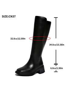 Fall/Winter 2025 New Leather Mid-Heel Over-The-Knee Riding Motorcycle Boots, Simple & Versatile High Shaft Boots For Women, Black
