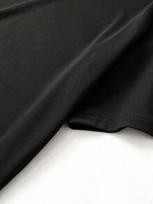 Camiseta de cuello redondo de manga corta casual y versátil con patrón de alas de rhinestone para hombres, verano - Negro - Ver 5