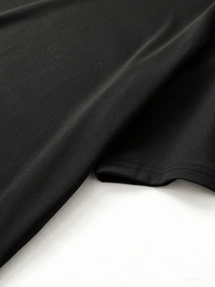 Men's Rhinestone Wing Graphic Casual Versatile Round Neck Short Sleeve T-Shirt, Summer - Black - View 4