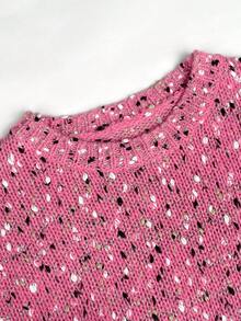 Áo len nữ dáng suông cổ tròn tay dài phối màu, thích hợp mặc mùa thu/đông. - Hồng - Xem 7