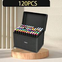 24/30/36/48/60/80/120/168 色双头艺术马克笔、酒精马克笔、素描马克笔永久性酒精基马克笔带盒用于绘画素描、黑色笔杆、派对礼品、家居装饰返校用品
