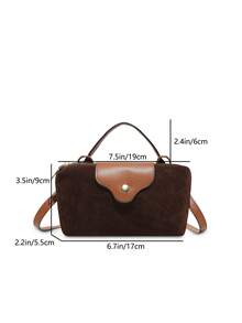 新款秋冬哑光小包，月牙形包，女士尼龙迷你简约单肩包，磁扣饺子包，休闲可爱时尚手提包 - 咖啡 - 查看 3