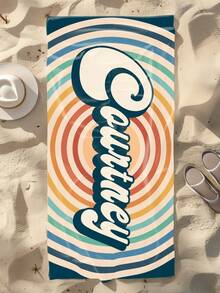 Toalla de playa a rayas personalizada, regalo de fiesta de cumpleaños en la piscina, regalo de toalla de playa de cumpleaños para la hija, regalo de fiesta de cumpleaños individual de vacaciones - Multicolor - Ver 2