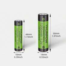 YHUNPOW 1.2V Ni-MH uppladdningsbara batterier, kompatibla med AA och AAA, högpresterande, hållbara, långvariga, mångsidiga, snabbladdning, lång livslängd