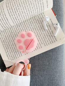 1 pezzo Copri auricolari in silicone 3D carino con motivo a zampa di gattino rosa, compatibile con Airpods 1/2/3 Pro/Pro 2, antiurto, anti-graffio, per prevenire danni alla custodia di ricarica dell`auricolare, bellissimo ed esclusivo per studenti/ragazze Kawaii