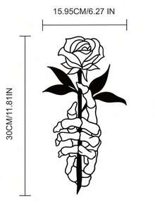 1 PC Gothic Iron Hand Sculpture Wall Art - Skull Holding Rose Metal Decor, Dark Academia Living Room Decor For Men, Edgy Home Gift With French Cleat Hanging System, Suitable For Christmas, Halloween, Thanksgiving, Valentine's Day Gifts