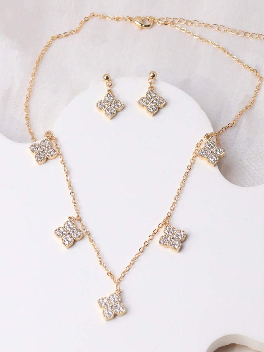 1 Set eleganter Kleeblumen-Schmuck, geeignet für den täglichen Gebrauch und Veranstaltungen