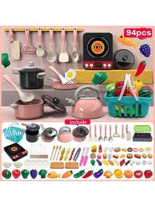 Kids Kitchen Playhouse Toy, Toys For Boys, Fruits & Vegetables, Cute Toys For Girls, Simulated Induction Cooktop, Cooking Utensils, Pressure Cooker (This Is A Miniature House Toy, Relatively Smaller Compared To Real Objects) - Multicolor - View 8