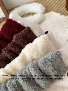 1 Pair/4 Pairs Kids Thick Fleece Leg Warmers, Warm Leg Warmers, Versatile Knee High Leg Warmers For Autumn/Winter - Multicolor - View 3