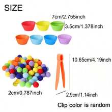 1 套儿童绒球分类玩具，学习计数，训练精细动作技能，提高注意力，益智玩具