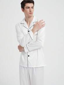 New Men's Fashion Casual Pajama Set, Winter Clothes - White - View 5