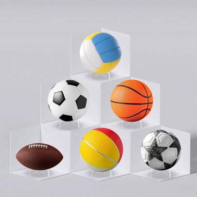 4Pcs Acrylic Ball Stand For Display, Clear Basketball Stand, Storage Holder For Football Basketball Soccer Volleyball Rugby, Trophy Autograph Memorabilia Display Cases