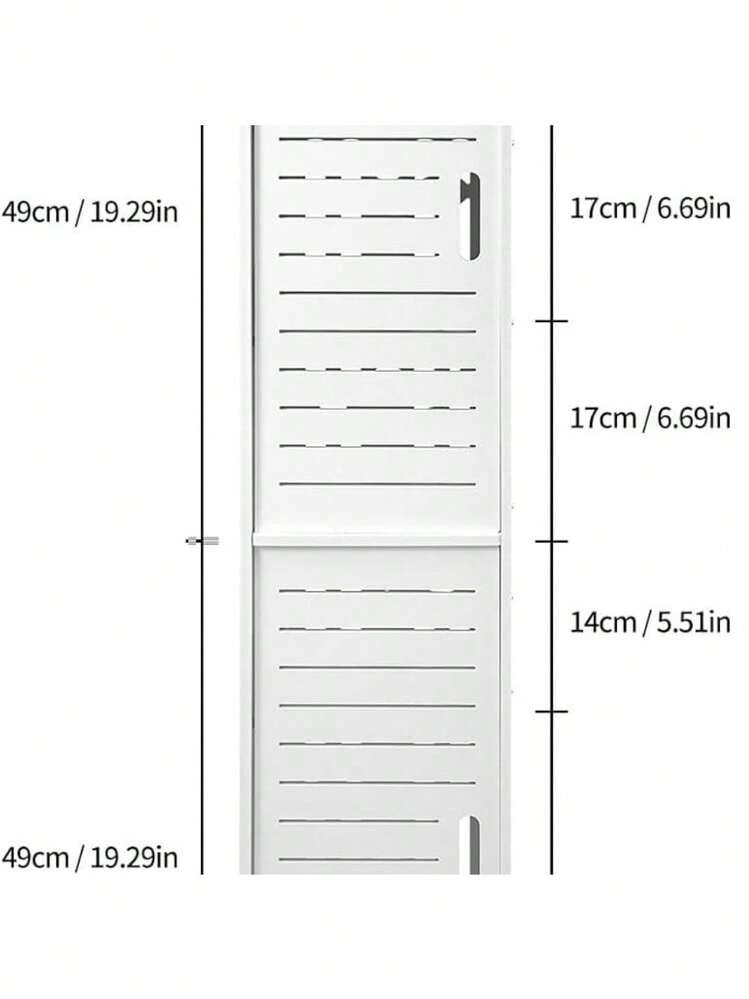 Stylish White Floor Cabinet – Bathroom Storage & Display Unit Ideal For Living Room, Kitchen & Office Spaces - خزانة حمام، بيضاء مجوفة - مشاهدة 3