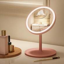Espejo de maquillaje LED ajustable, iluminación inteligente de 3 colores, brillo ajustable, carga USB con un solo toque, espejo de sobremesa de alta definición giratorio 180°, bandeja portátil desmontable, espejo cosmético electrónico de viaje, adecuado para dormitorio, baño, mesita de noche, dormitorio, gran regalo para el Día de la Madre, cumpleaños, mujeres - Multicolor - Ver 8