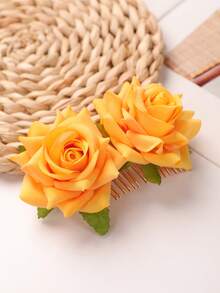 2个/1个玫瑰花发夹，女士玫瑰花发饰，婚礼发夹，弗拉明戈舞者（红色），梳子，侧梳，学生用品，头部饰品