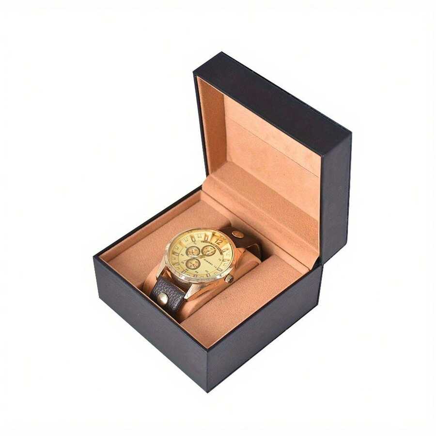 1pc Luxury Watch Boxes, Flip Watch Gift Box, Watch Storage Case, Soft Interior, Safety Closure, Watch Box For Men & Women, Very Suitable For Christmas, Birthday Parties, Anniversaries, Watch Gift Packaging, Watch Collection Storage.