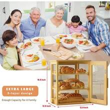 Bread Box,Pastry Display Case,Bread Holder For Kitchen Counter, Wooden Large Capacity Bread Storage Bin Breadbox Organizer For Kitchen Counter Corner(Raw Wood) - Gỗ thô - Xem 2