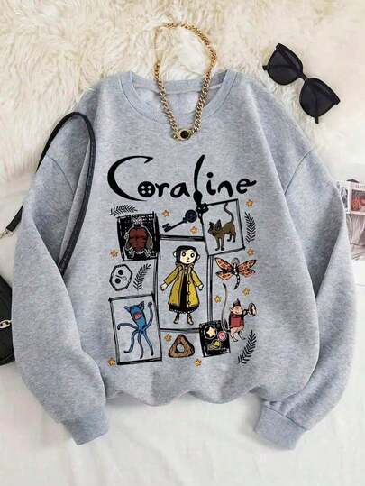 SUDADERA AFELPADA CUELLO REDONDO CON DISEÑO DE COR ALINE IDEAL PARA EL FRÍO