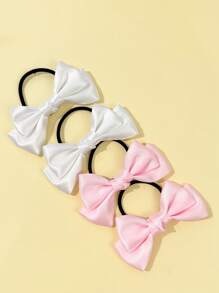 4 件女士甜美可爱精致纯色蝴蝶结发带，居家美容女士配饰礼物，头饰