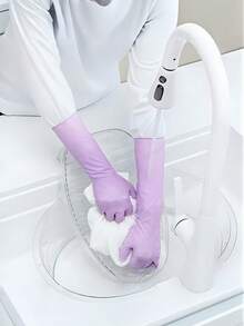 厨房洗碗手套 - 可重复使用的家用清洁手套，灵活耐用，多用途清洁手套，非常适合厨房、浴室、洗衣房 - 彩色 - 查看 3