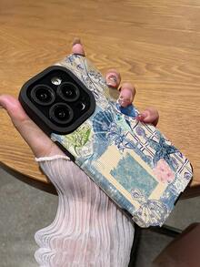 Ocean 1pc Fashion Personalized Blue Seashell & Starfish Illustration Vertical Stripe Faux Leather Soft Protective Phone Case, Compatible With Samsung Compatible With Apple And 16/16PLUS/16PRO/16PROMAX - Multicolor - View 5