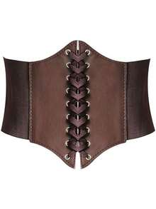 1 件女士刺绣松紧腰带，纯色宽腰带万圣节服装