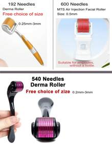 600/540/192 微针滚轮，适用于面部、头皮和面部毛发，MTS 气动面部滚轮美容工具，适用于沙龙/家庭使用；海外学生返校礼物，美容，护肤，水疗，自我护理，护肤工具，面部护理，美容师用品，按摩，面部按摩工具，面部滚轮 - 黑色 - 查看 10