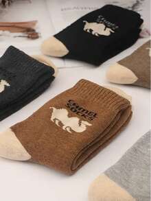 5双装男士加厚冬季袜子 - 秋冬季保暖内衬袜，温暖毛巾质感老爹袜，舒适保暖 - 彩色 - 查看 7