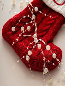 1条150厘米北欧水晶珍珠串珠圣诞装饰花环，DIY圣诞树装饰，透明雪花星形挂饰，家居装饰，圣诞装饰，房间装饰，冬季圣诞装饰，家居圣诞礼物，圣诞装饰