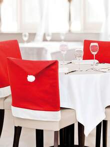 1/4/6Pcs Christmas Santa Claus Hat Chair Cover Tablecloth Christmas Decoration Table New Year Ornament For Home Decoration Xmas Gift