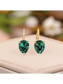 1 Pair Elegant Exquisite Women's Stud Earrings,Sparkling Water Drop Shape Design For Daily & Party Wear, Chic Jewelry Gift For Her, Casual Jewelry (No Box) - hoa tai - Xem 1