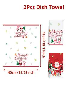 2pcs Christmas Kitchen Towels, Santa Claus Dish Towels, Absorbent Tea Hand Towel, Quick-Dry Hand Washing Dishes Tea Towels, Christmas Decorations, Christmas Home Decor, Kitchen Decor, Bathroom Decor, Christmas Room Wall Decor, Baking & Cooking Dish Cloths, Cleaning Cloth, Merry Christmas Supplies, Christmas Party Supplies, Xmas Gifts, Christmas Gifts, 2026 New Year Decor