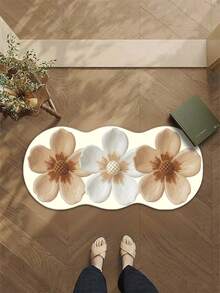 1 pezzo Tappeto decorativo asimmetrico a 3 fiori, decorazione per camera da letto, tappetino piccolo, tappeto per soggiorno, lavabile, tappeto in peluche spesso, adatto per autunno/inverno - Multicolore - Visualizzare 5
