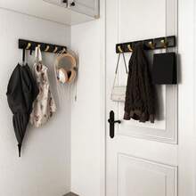 1 pieza Organizador de pared plegable de uso pesado - Duradero y ahorra espacio - Soporte multiusos para abrigos, toallas, llaves y ropa - Fácil de montar para el baño, la puerta trasera y el armario - Multicolor - Ver 8