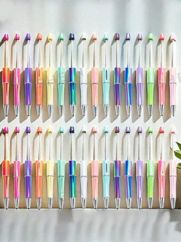 10pcs New DIY Jewelry Silicone Beads Gradient Color Electroplated Colorful Round Beads Pen Decoration DIY Pen Jewelry Craft Supplies