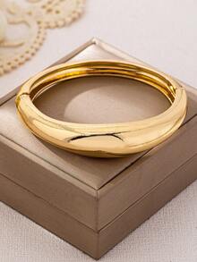 3 件套简约镂空几何粗细精致光滑金手链套装，时尚优雅 - 金黃色 - 查看 16