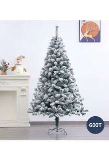 17.72"/47.24"/59.1"/70.87"/82.68" Artificial White Christmas Tree With Realistic Snow - The Artificial Snow May Have Some Shedding, Suitable For Home, Store Or Plaza Display, Indoor Christmas Decoration | Comfortable Holiday Design | Fluffy Branch Texture, Christmas Tree Ornament Christmas Decorations Home Christmas Gifts Christmas Decor - Multicolor - View 9