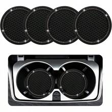 Ziciner - Juego de 4 posavasos con diseño de cristales para coche, de goma suave, antideslizante, accesorios interiores universales para coche, SUV, camión (negro y AB) - Azul claro y blanco 4pcs - Ver 10