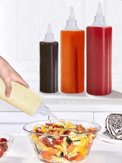 1 pieza Botella exprimible transparente para condimentos, apta para ketchup, aderezo de ensalada