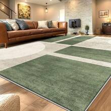 850g Velvet Rug - Soft Lightweight Machine Washable Rectangular Modern Bohemian Geometric Pattern Olive Green And White, Suitable For Living Room, Bedroom, Office, Entryway, Multiple Sizes - Nhiều màu - Xem 2