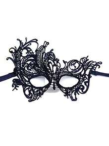 1 pièce Masque élégant noir, bleu et rouge à demi-visage avec un design de phénix complexe - Accessoire sexy pour les fêtes et Halloween