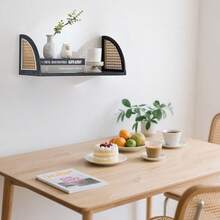 1 pieza Estantería flotante, estante de pared para decoración de baño, dormitorio, sala de estar y plantas, estantería flotante de madera para almacenamiento en la pared