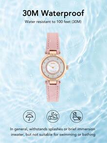 Coach Đồng hồ thạch anh PARK dây da màu hồng dành cho nữ với mặt số kết cấu bằng pha lê và đá cẩm thạch Đồng hồ quà tặng tròn tương tự thanh lịch thường ngày dành cho nữ - Hồng - Xem 5