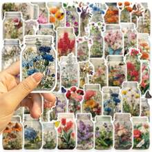 50PCS Vintage Flower Pot Stickers Vinyl Stickers Scrapbook, Journaling, Laptop, Bumper, Skateboard, Water Bottles, Computer, Phone, Cartoon, Hard Hat, Car Stickers And Decals - Multicolor - View 6