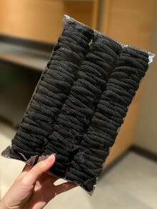 100根黑色螺旋发圈，高弹力发带，百搭休闲风，女士发饰，适合扎马尾辫和编发。适合日常休闲和户外佩戴，四季皆宜，也是学习用品和女士配饰。发绳头饰橡皮筋 - 黑色 - 查看 6